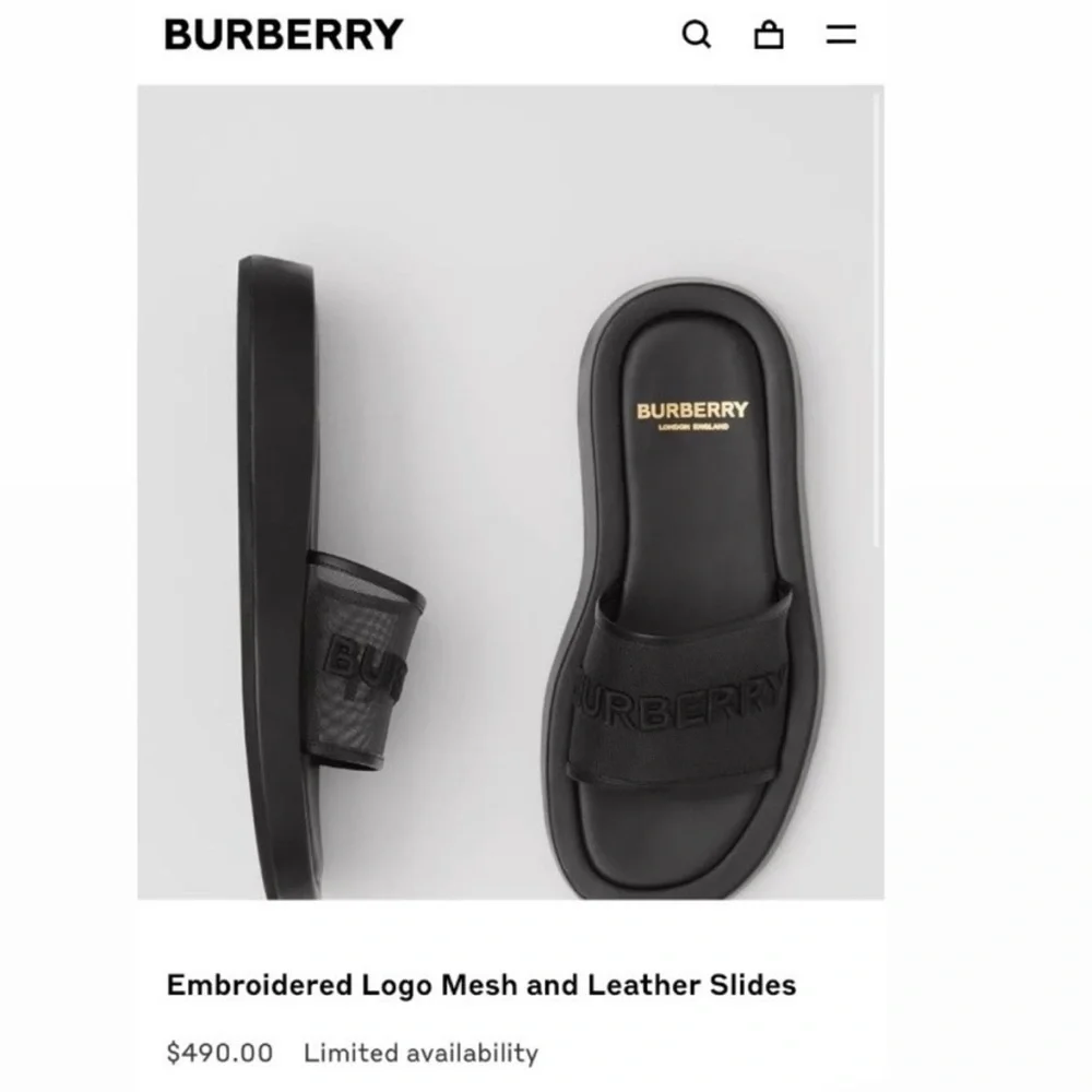 Burberry ‘Buckingham’ Mesh & Leather Logo Slides - Picture 14 of 14
